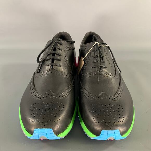COMME des GARCONS HOMME PLUS Size 10 Black Multi-Color Perforated Lace Up Shoes main image 10